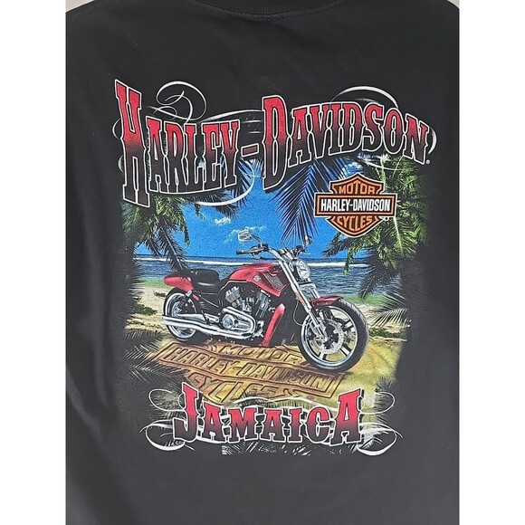 PAIR of Harley Davidson XL T Shirts  St. Kitts & Jamaica Black Travel Motorcycle - Picture 12 of 16